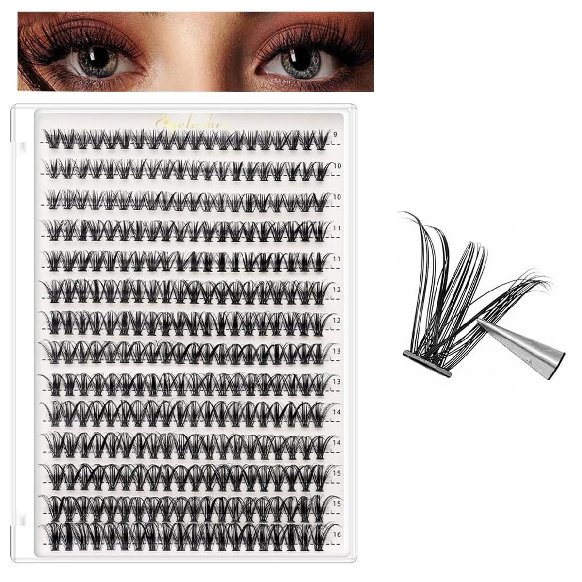 MAYCREATE 480PCS Lash Clusters DIY Eyelash Extensions, Lash Clusters 9-16mm Mixed D Curl Individual Eyelashes Clusters Wispy DIY Eyelash Extension Thin Band & Soft MAYCREATE 480PCS Lash Clusters DIY Eyelash Extensions, Lash Clusters 9-16mm Mixed D Curl Individual Eyelashes Clusters Wispy DIY Eyelash Extension Thin Band & Soft